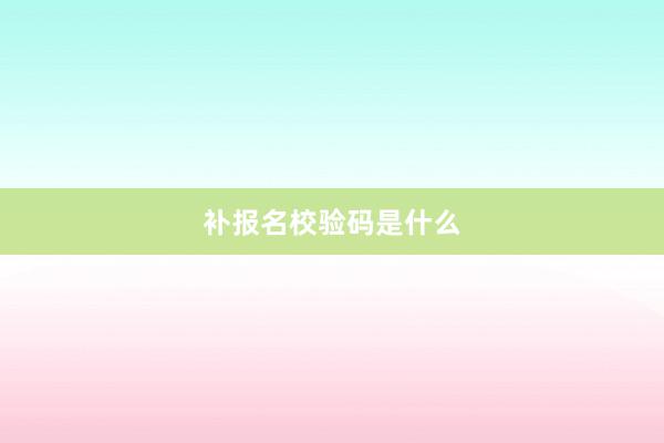 补报名校验码是什么