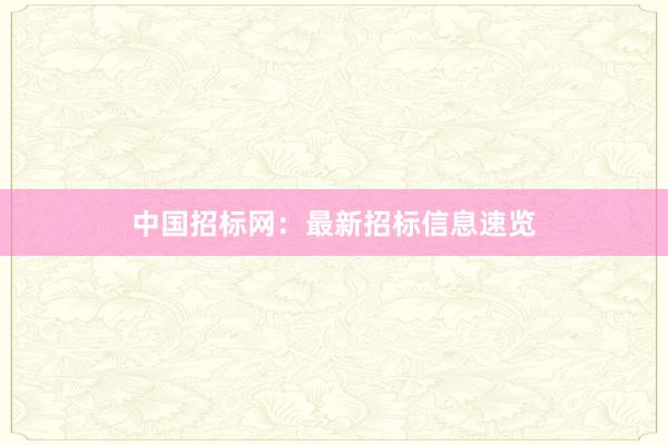中国招标网：最新招标信息速览