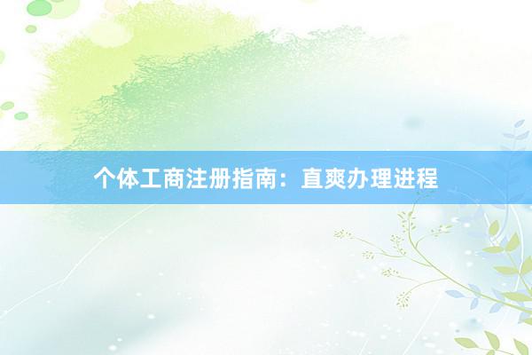 个体工商注册指南：直爽办理进程